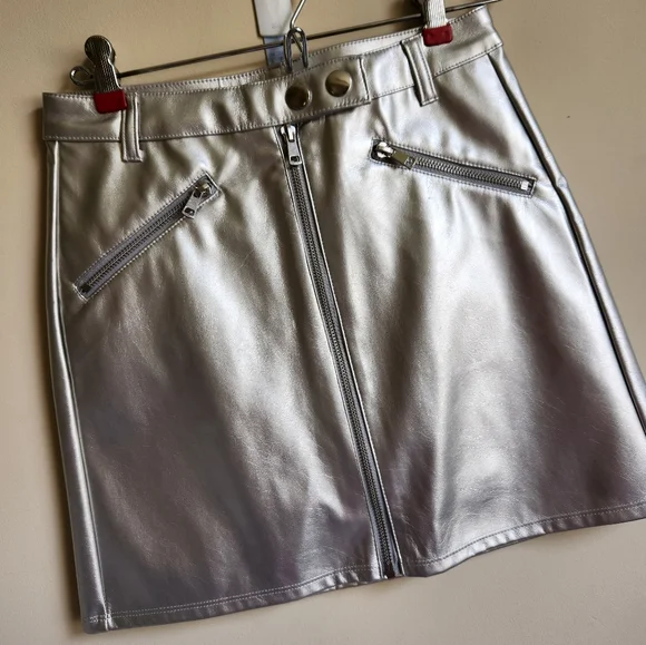 Wild fable mini skirt ladies metallic shiny nwt - Picture 2 of 4